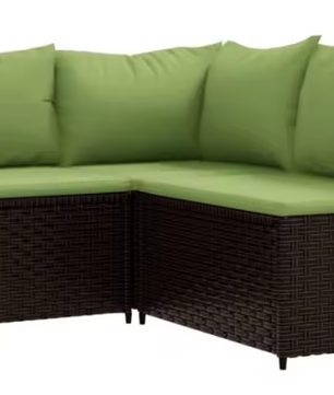 3-delige Tuinmeubelset met Geweven Harskussens, Comfortabele Groene Rugleuningen en Stalen Frame – Ideaal voor Terras en Tuin