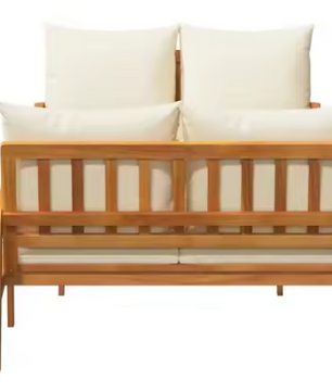 Set van 3 Buitenbanken met Melkwit Acaciahout en Polyester Kussens – Stijlvolle Tuinmeubelset voor Balkon, Patio of Tuin