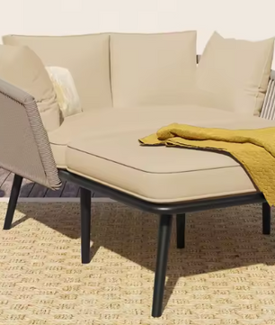 Tuinbank met 2 Kussens & Bekleding – Ligstoel voor Tuin, Balkon & Terras, Afneembare Wasbare Kussens