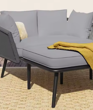 Tuinbank met 2 Kussens & Bekleding – Ligstoel voor Tuin, Balkon & Terras, Afneembare Wasbare Kussens