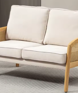 2-Zitsbank Gestoffeerd in Chenille – Belastbaarheid 240 kg, 123x75x88 cm, Beige