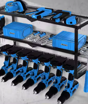 Opbergrek voor Elektrisch Gereedschap – Hoogwaardige Staalmaterialen met L-Vormige Hoofdbalken en Grote Capaciteit