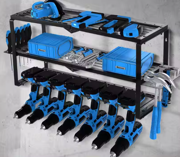 Opbergrek voor Elektrisch Gereedschap – Hoogwaardige Staalmaterialen met L-Vormige Hoofdbalken en Grote Capaciteit