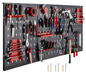Geperforeerd Muur Organizer voor Gereedschap – Metalen Pegboard Wandmontage met Haken en Opslagbakken, 17-delige Kit voor Werkplaats en Garage, 117x55x2 cm