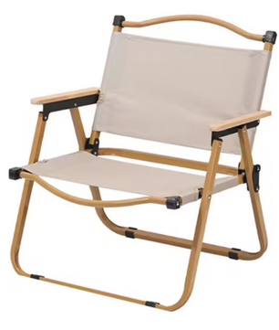 Opvouwbare Campingstoel – Draagbare Strandstoel met Aluminiumframe en Houtnerf Design