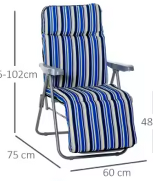 Set van 2 Verstelbare Opvouwbare Loungestoelen met Kussens voor Tuin en Terras