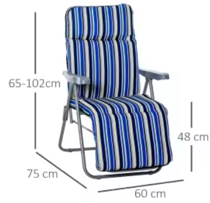 Set van 2 Verstelbare Opvouwbare Loungestoelen met Kussens voor Tuin en Terras