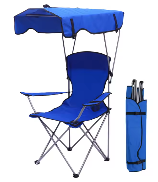 Draagbare Klapstoel – Strandstoel met Zonnescherm en Armleuningen