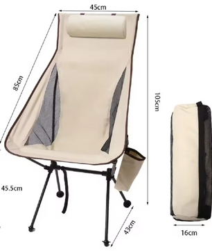 Opvouwbare Campingstoel met Hoofdsteun – Lichtgewicht Aluminium Tuinmeubilair
