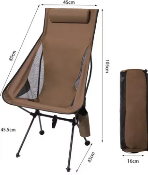Opvouwbare Campingstoel met Hoofdsteun – Lichtgewicht Aluminium Tuinmeubilair