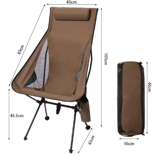Opvouwbare Campingstoel met Hoofdsteun – Lichtgewicht Aluminium Tuinmeubilair