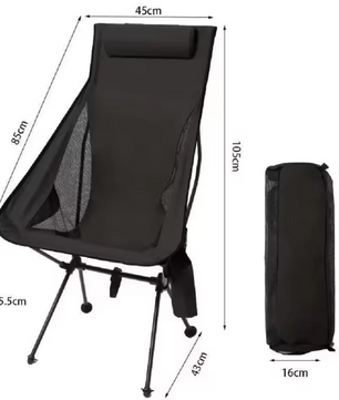 Opvouwbare Campingstoel met Hoofdsteun – Lichtgewicht Aluminium Tuinmeubilair