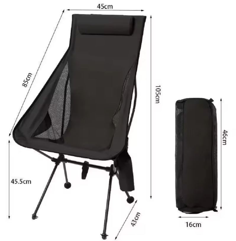 Opvouwbare Campingstoel met Hoofdsteun – Lichtgewicht Aluminium Tuinmeubilair
