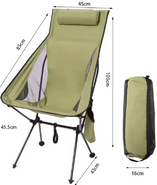 Opvouwbare Campingstoel met Hoofdsteun – Lichtgewicht Aluminium Tuinmeubilair