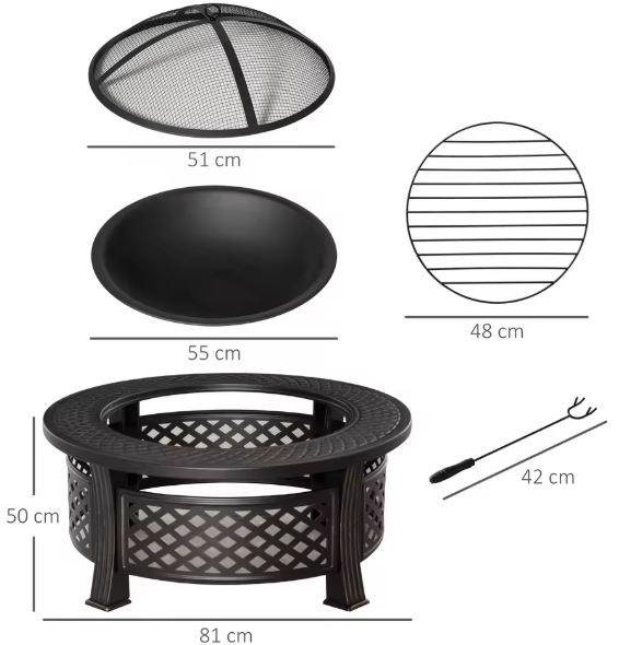 Brazier met Deksel – Houten Tuinvuurmand voor Buiten, Multifunctioneel en Duurzaam