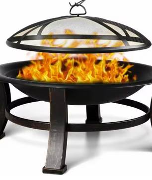 Vuurkorf met Vonkbeschermer en BBQ Grill – Tuinhaard, Open Haard voor Buiten, Draagbare Vuurplaats