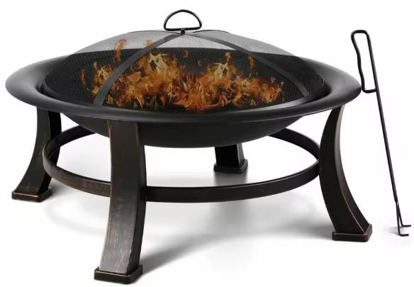 Vuurkorf met Vonkbeschermer en BBQ Grill – Tuinhaard, Open Haard voor Buiten, Draagbare Vuurplaats