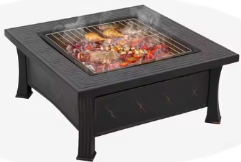 3-in-1 Metalen Vuurplaats met Vonkbescherming en Grillrooster – Multifunctionele Vuurkom voor Buiten, BBQ, Kamperen en Picknick