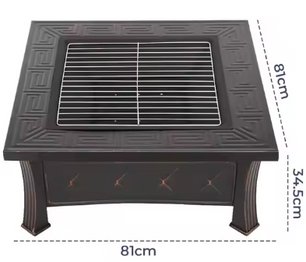 3-in-1 Metalen Vuurplaats met Vonkbescherming en Grillrooster – Multifunctionele Vuurkom voor Buiten, BBQ, Kamperen en Picknick