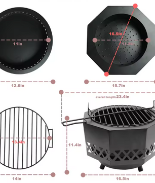 Ronde Houtgestookte Vuurplaats met Deksel en Verwijderbare Kookgrill – Multifunctionele Vuurpan voor Buiten, Kamperen en BBQ