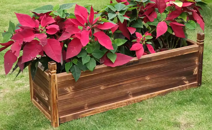 Verhoogde Houten Tuinbak voor Bloemen en Groenten – Massief Grenenhout, Op het Raam Gemonteerde Planter