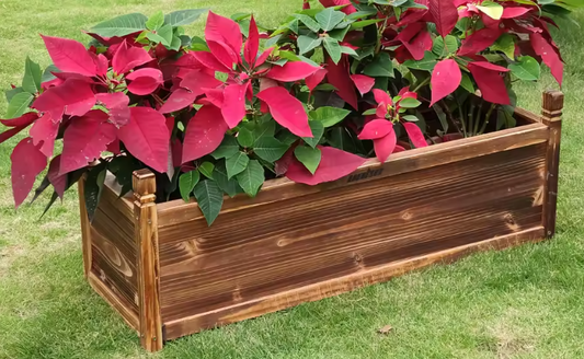 Verhoogde Houten Tuinbak voor Bloemen en Groenten – Massief Grenenhout, Op het Raam Gemonteerde Planter
