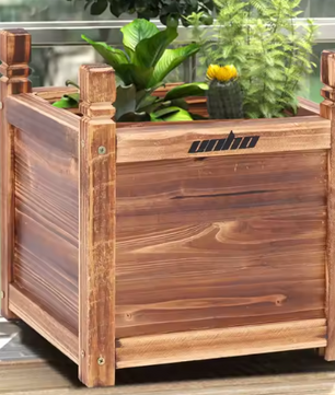 Verhoogde Houten Tuinbak voor Bloemen en Groenten – Massief Grenenhout, Op het Raam Gemonteerde Planter