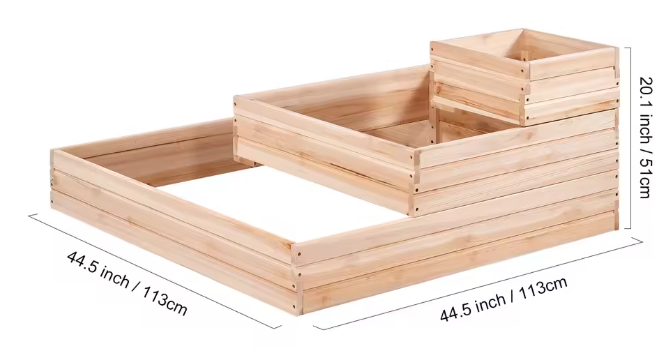 Verhoogd Tuinbed – Houten Plantenbak voor Groenten en Bloemen met Drainagesysteem, 3 Groottes Beschikbaar