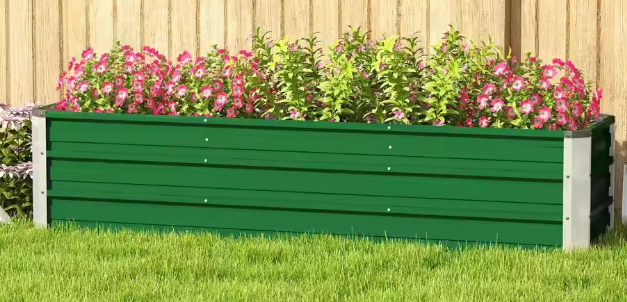 Verhoogd Stalen Tuinbed met Handschoenen – Plantenbak voor Groenten, Kruiden en Bloemen – 183 x 47 x 40 cm