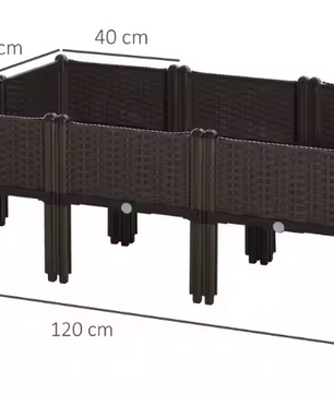 Set van 6 Rotan Plantenbakken – DIY Bruine Bloempotten voor Tuin en Balkon – 40x40x44 cm met Afvoergaten