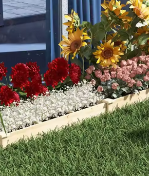 Verhoogd Tuinbed met 2 Vakken – Grote Plantenbak voor Bloemen, Kruiden en Groenten, Natuurlijk Hout – 237x60x25 cm