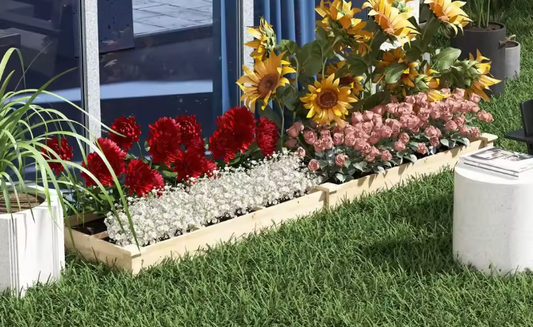 Verhoogd Tuinbed met 2 Vakken – Grote Plantenbak voor Bloemen, Kruiden en Groenten, Natuurlijk Hout – 237x60x25 cm