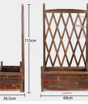Verhoogd Tuinbed met Latwerk – Houten Plantenbak voor Groenten, Kruiden en Bloemen, Binnen en Buiten, Antieke Stijl