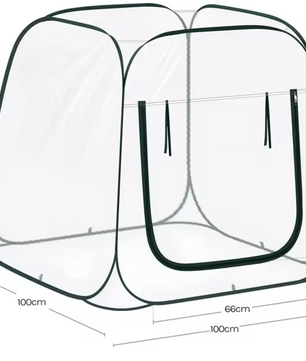 Pop-up Mini-Kas voor Planten – 70x70x80 cm, Wintertent voor Tuin en Groenten met Ritssluiting en Grondspijkers