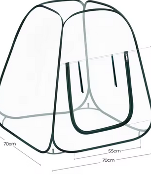 Pop-up Mini-Kas voor Planten – 70x70x80 cm, Wintertent voor Tuin en Groenten met Ritssluiting en Grondspijkers