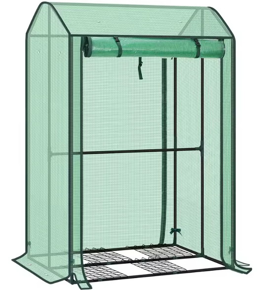Pop-up Tuinkas voor Planten en Groenten – Winterbescherming met Oprolde Deur en Wielen, 70x70x150 cm