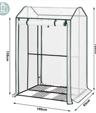 Pop-up Tuinkas voor Planten en Groenten – Winterbescherming met Oprolde Deur en Wielen, 70x70x150 cm