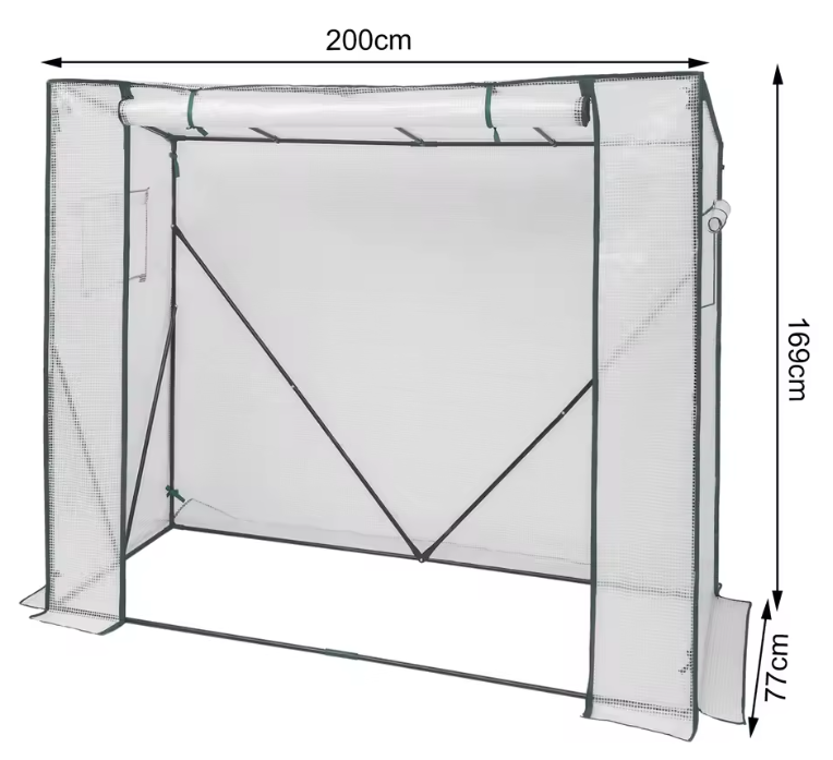 Pop-up Tuinkas voor Planten – Winterbescherming met PVC Afdekking en Stalen Frame, 200x77x146/169 cm