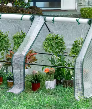 Tuinkas met Oproldeur – Bescherming voor Planten, Groenten en Bloemen, Stalen Frame, 200x77x146/169 cm