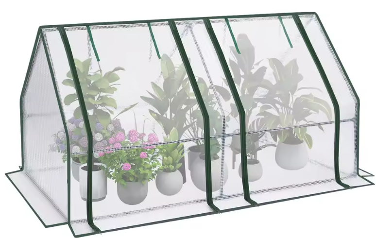 Tuinkas met Oproldeur – Bescherming voor Planten, Groenten en Bloemen, Stalen Frame, 200x77x146/169 cm