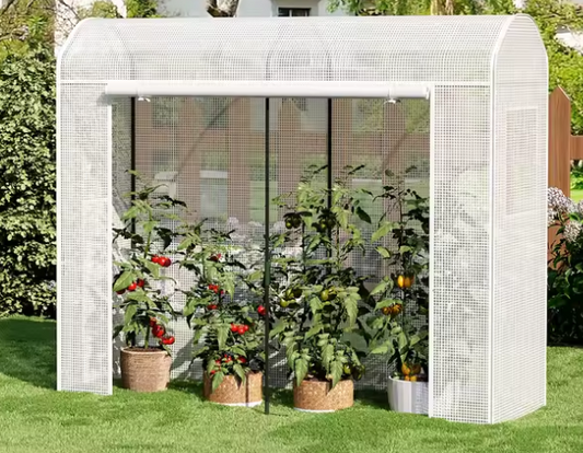 Tuin Kas met Oproldeur en Wielen – Winterbescherming voor Planten, Groenten en Bloemen, 170x68x200 cm