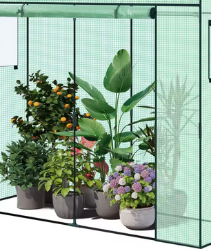 Tuin Kas met Oproldeur en Wielen – Winterbescherming voor Planten, Groenten en Bloemen, 170x68x200 cm