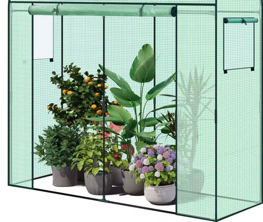 Tuin Kas met Oproldeur en Wielen – Winterbescherming voor Planten, Groenten en Bloemen, 170x68x200 cm