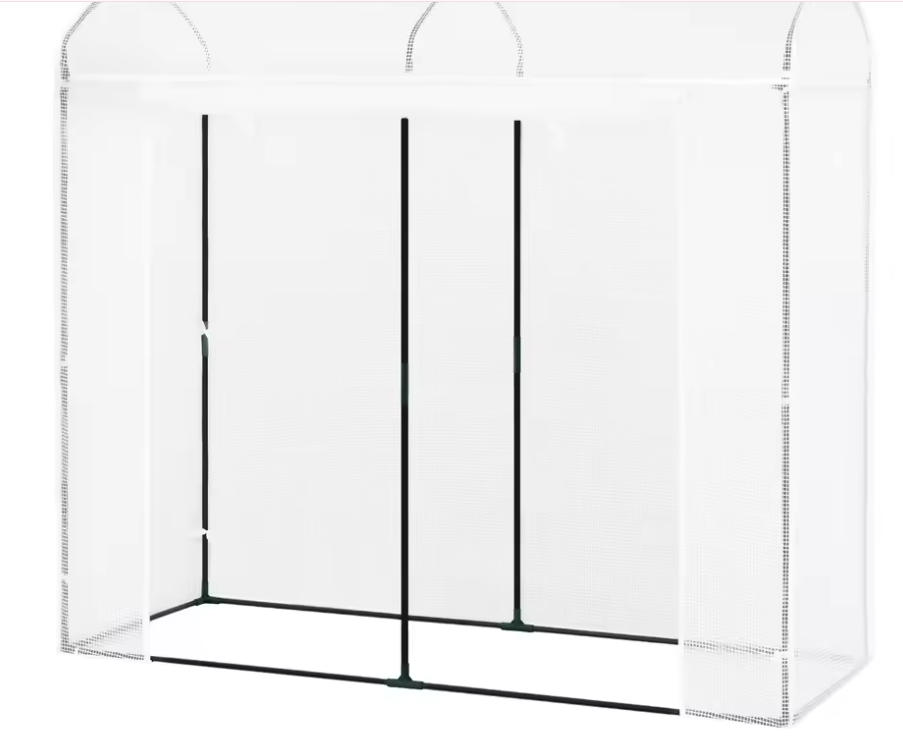 Tuin Kas met Oproldeur en Wielen – Winterbescherming voor Planten, Groenten en Bloemen, 170x68x200 cm