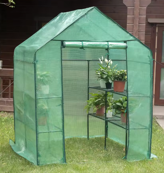 Tuinkas voor Tomaten, Bloemen en Groenten – PE Folie Tunnel met Ritssluiting, Waterdicht en Weerbestendig, 143x143x195 cm