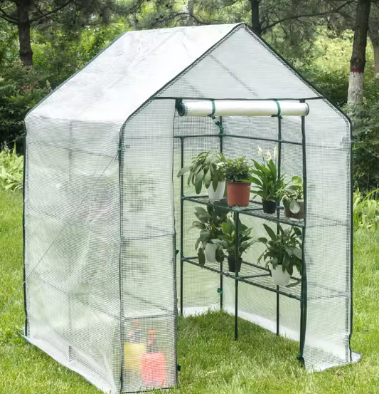 Tuinkas voor Tomaten, Bloemen en Groenten – PE Folie Tunnel met Ritssluiting, Waterdicht en Weerbestendig, 143x143x195 cm