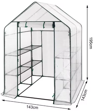 Tuinkas voor Tomaten, Bloemen en Groenten – PE Folie Tunnel met Ritssluiting, Waterdicht en Weerbestendig, 143x143x195 cm