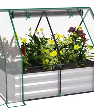 Tuinbed met Kasbedekking – Verhoogd Plantbed voor Groenten, Tomaten en Bloemen met PE Zeildoek, 50 cm