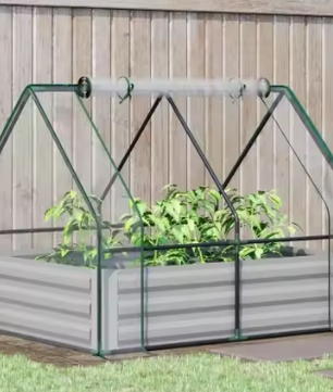 Tuinbed met Kasbedekking – Verhoogd Plantbed voor Groenten, Tomaten en Bloemen met PE Zeildoek, 50 cm