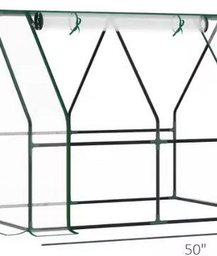 Tuinbed met Kasbedekking – Verhoogd Plantbed voor Groenten, Tomaten en Bloemen met PE Zeildoek, 50 cm